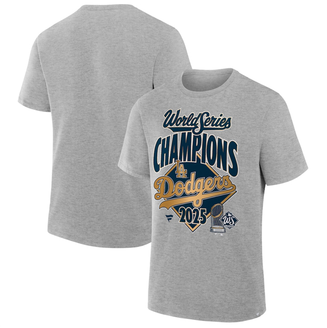Men's Los Angeles Dodgers Grey 2025 World Series Champions Locker Room T-Shirt